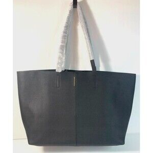 New MAISON de SABRE Soft Tote Bag Leather Black Red Rouge Noir Magnetic Snap Lux